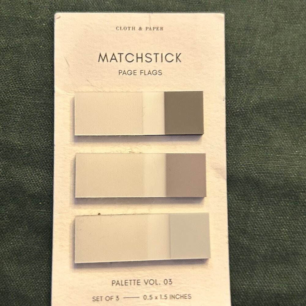 Cloth + Paper Set of 3 Matchstick Page Markers